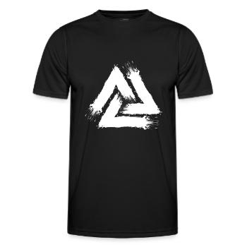 Valknut Symbol White Brush New - Men's Functional T-Shirt - black - Front - AI Model Male 178 dark (178cm)