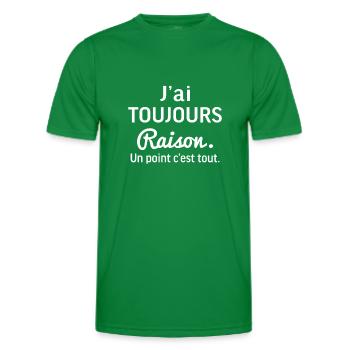 j'ai toujours raison femme - T-shirt sport Homme - vert - Devant - AI Model Male 178 dark (178cm)