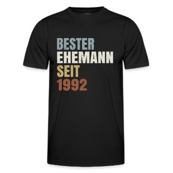 Retro Bester Ehemann seit 1992 Perlenhochzeit - Männer Funktions-T-Shirt - Schwarz - Vorne - AI Model Male 178 dark (178cm)
