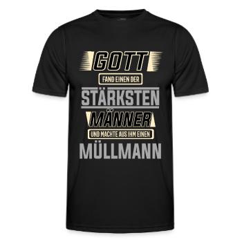 Müllmann, einer der stärksten Männer der Welt - Männer Funktions-T-Shirt - Schwarz - Vorne - AI Model Male 178 dark (178cm)
