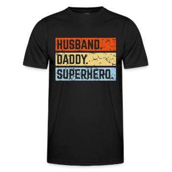 Husband Daddy Superhero (Super Dad Vintage 3C) - Männer Funktions-T-Shirt - Schwarz - Vorne - AI Model Male 178 dark (178cm)