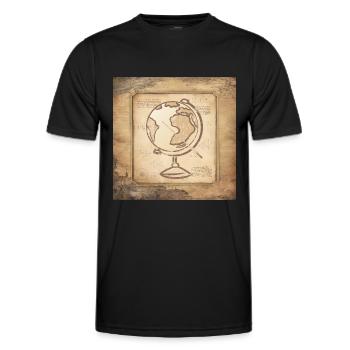Géographie - Globe & Pointer / Art Vintage - T-shirt sport Homme - noir - Devant - AI Model Male 178 dark (178cm)