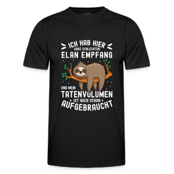 Ich hab hier ganz schlechten Elan Empfang Faultier - Männer Funktions-T-Shirt - Schwarz - Vorne - AI Model Male 178 dark (178cm)