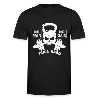 NO PAIN NO GAIN TRAINING HARD - Men's Functional T-Shirt - black - Front - AI Model Male 178 dark (178cm)