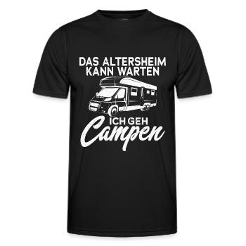 DAS ALTERSHEIM KANN WARTEN ICH GEH CAMPEN - Männer Funktions-T-Shirt - Schwarz - Vorne - AI Model Male 178 dark (178cm)