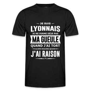 Humour Lyonnais je ne ferme pas ma gueule - T-shirt sport Homme - noir - Devant - AI Model Male 178 dark (178cm)