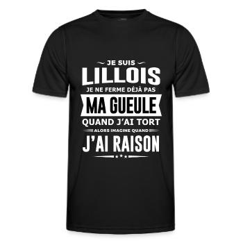 Lillois je ferme pas ma gueule cadeau Lille humour - T-shirt sport Homme - noir - Devant - AI Model Male 178 dark (178cm)