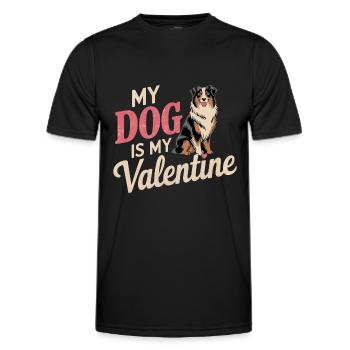 My Dog Is My Valentine | Australian Shepherd Lie - Men's Functional T-Shirt - black - Front - AI Model Male 178 dark (178cm)