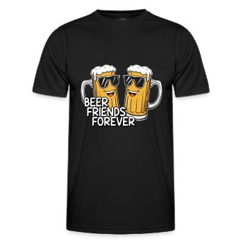 Zwei lustige Bierkrüge mit Sonnenbrille Bier - Männer Funktions-T-Shirt - Schwarz - Vorne - AI Model Male 178 dark (178cm)