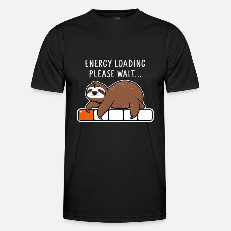 Faultier Energy Loading Please Wait - Männer Funktions-T-Shirt - Schwarz