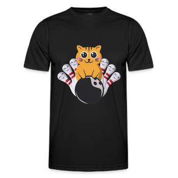 Bowling Katze Kawaii - Männer Funktions-T-Shirt - Schwarz - Vorne - AI Model Male 178 dark (178cm)