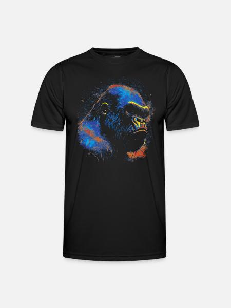 Farbiger Gorillakopf - Männer Funktions-T-Shirt - Schwarz