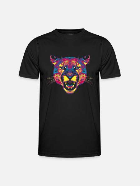 Farbiger Berglöwe - Männer Funktions-T-Shirt - Schwarz