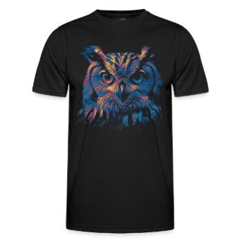 Farbige Eule - Männer Funktions-T-Shirt - Schwarz - Vorne - AI Model Male 178 dark (178cm)