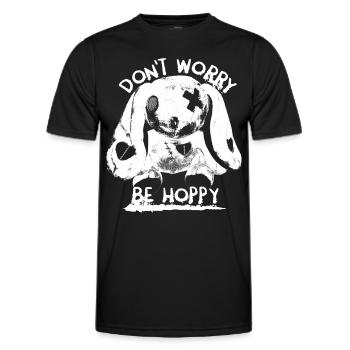 Dont Worry Be Hoppy Monster Bunny Rabbit Saying - Men's Functional T-Shirt - black - Front - AI Model Male 178 dark (178cm)