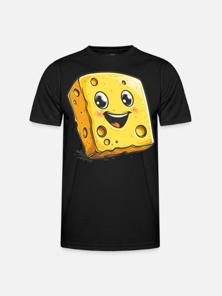 Laughing Cheese Cartoon - Men's Functional T-Shirt - black