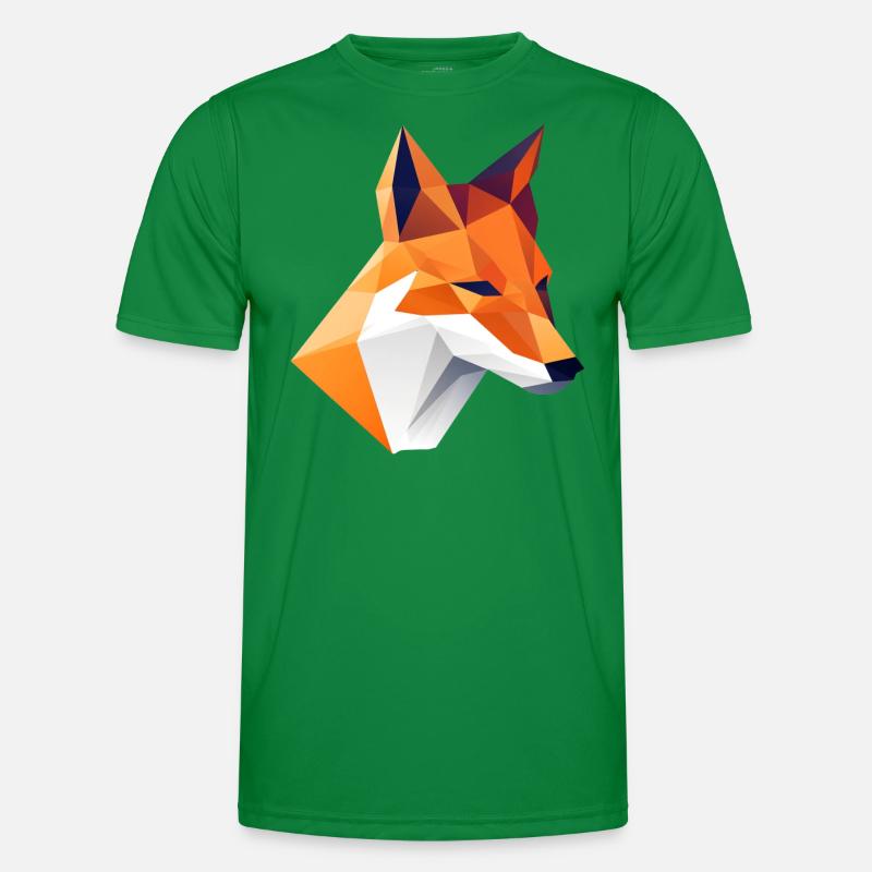 Fuchs Kopf Low Poly Logo Design Männer Funktions-T-Shirt