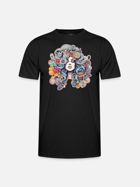 Colorato design hippie degli anni '70 - Maglietta sportiva per uomo - nero
