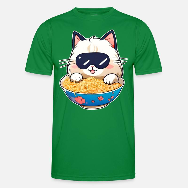 Chat mignon avec soupe ramen T-shirt sport Homme
