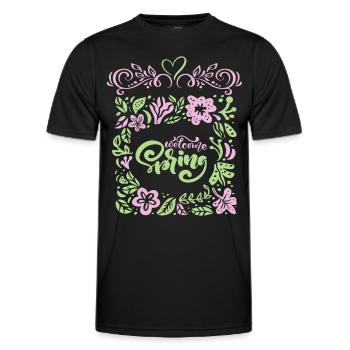 Spring, Saying Welcome-Spring, Typography - Men's Functional T-Shirt - black - Front - AI Model Male 178 dark (178cm)