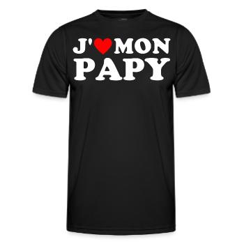 J' aime mon papy cadeau grand-père coeur rouge - T-shirt sport Homme - noir - Devant - AI Model Male 178 dark (178cm)