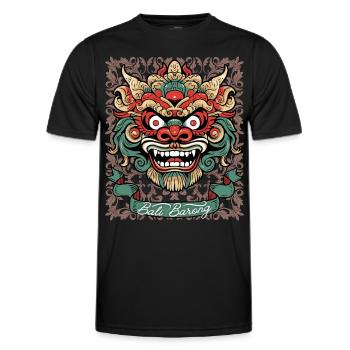 Asia Mask, Indonesian Barong Deity, Bali - Men's Functional T-Shirt - black - Front - AI Model Male 178 dark (178cm)