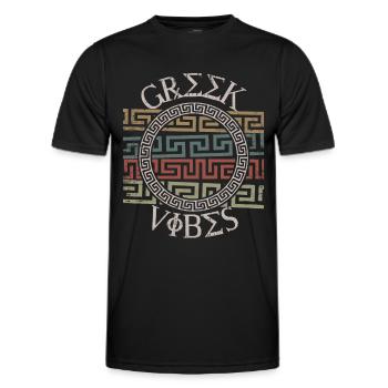 Modèle grec, Grèce - T-shirt sport Homme - noir - Devant - AI Model Male 178 dark (178cm)