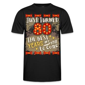 80. Geburtstag 80 Jahre alt Vintage-Design, Spruch - Männer Funktions-T-Shirt - Schwarz - Vorne - AI Model Male 178 dark (178cm)