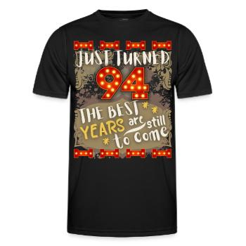94th birthday 94 years old vintage design, saying - Men's Functional T-Shirt - black - Front - AI Model Male 178 dark (178cm)