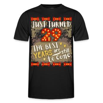 29th birthday 29 years old vintage design, saying - Men's Functional T-Shirt - black - Front - AI Model Male 178 dark (178cm)