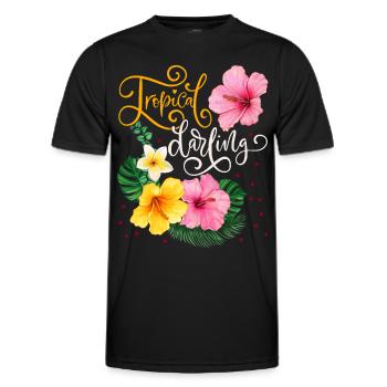 Tropische Blüten, Tropical-Darling, Kalligrafie - Männer Funktions-T-Shirt - Schwarz - Vorne - AI Model Male 178 dark (178cm)