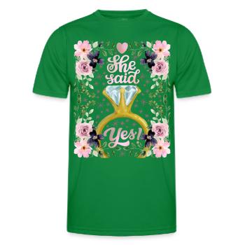 Wedding, Hochzeit, Braut, She-Said-Yes - Männer Funktions-T-Shirt - Kelly Green - Vorne - AI Model Male 178 dark (178cm)