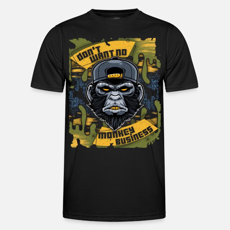 Affe, Monkey-Affe, lustiger Spruch Monkey-Business - Männer Funktions-T-Shirt - Schwarz