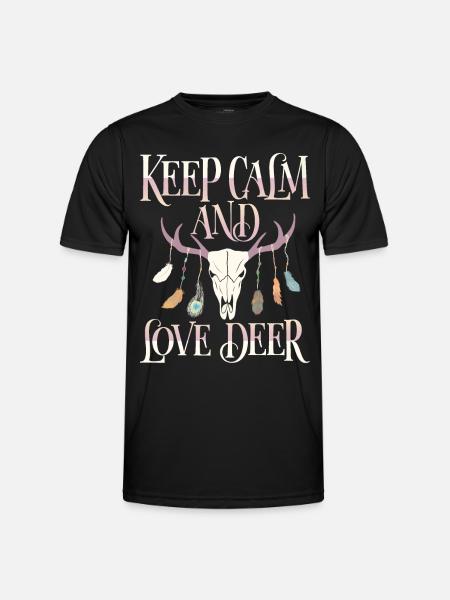 Hirschgeweih, Hirsche, Keep-Calm Spruch - Männer Funktions-T-Shirt - Schwarz