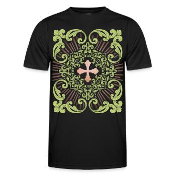 Croix de Jésus, Croix de Jésus-Christ, Croix vintage - T-shirt sport Homme - noir - Devant - AI Model Male 178 dark (178cm)