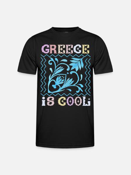 Greece, saying, Greece-Is-Cool, ornament - Men's Functional T-Shirt - black