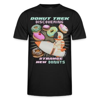 Donut-Trek, Donuts im Weltall, lustiger-Astronaut - Männer Funktions-T-Shirt - Schwarz - Vorne - AI Model Male 178 dark (178cm)