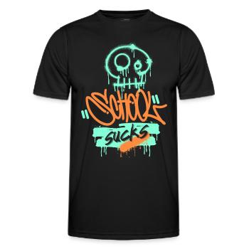 Schule, Schulfrust, lustiger Spruch Graffiti-Stil - Männer Funktions-T-Shirt - Schwarz - Vorne - AI Model Male 178 dark (178cm)