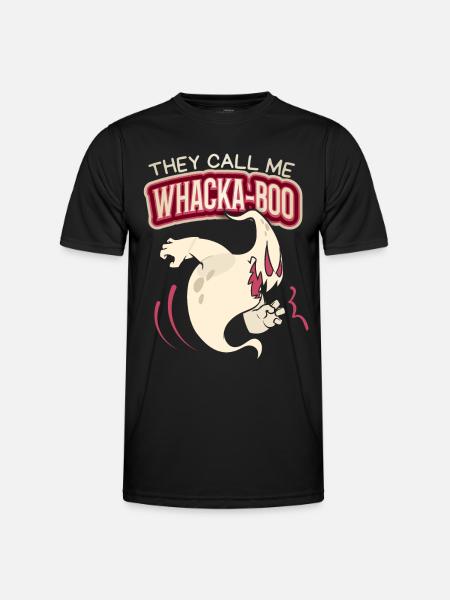 Funny ghost, saying Halloween Whacka-Boo - Men's Functional T-Shirt - black