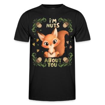 Eichhörnchen-Liebe, I'm-Nuts-About-You Spruch - Männer Funktions-T-Shirt - Schwarz - Vorne - AI Model Male 178 dark (178cm)