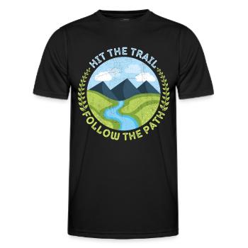 Hiking, mountain hiking, trekking, trekking design - Men's Functional T-Shirt - black - Front - AI Model Male 178 dark (178cm)