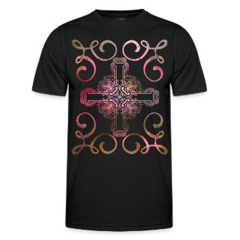 Christliches-Kreuz, Vintage-Stil, Jesus Christus - Männer Funktions-T-Shirt - Schwarz - Vorne - AI Model Male 178 dark (178cm)