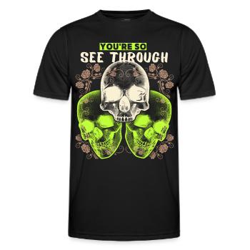 Totenkopf Design mit lustigem Spruch, 3 Schädel - Männer Funktions-T-Shirt - Schwarz - Vorne - AI Model Male 178 dark (178cm)