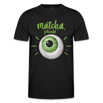 Grüner Tee, Matcha-Tee, lustiges Design mit Auge - Männer Funktions-T-Shirt - Schwarz - Vorne - AI Model Male 178 dark (178cm)