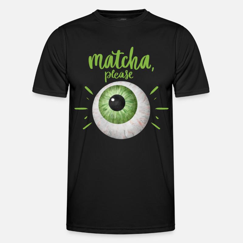 Green tea, matcha tea, fun design with eye Men's Functional T-Shirt