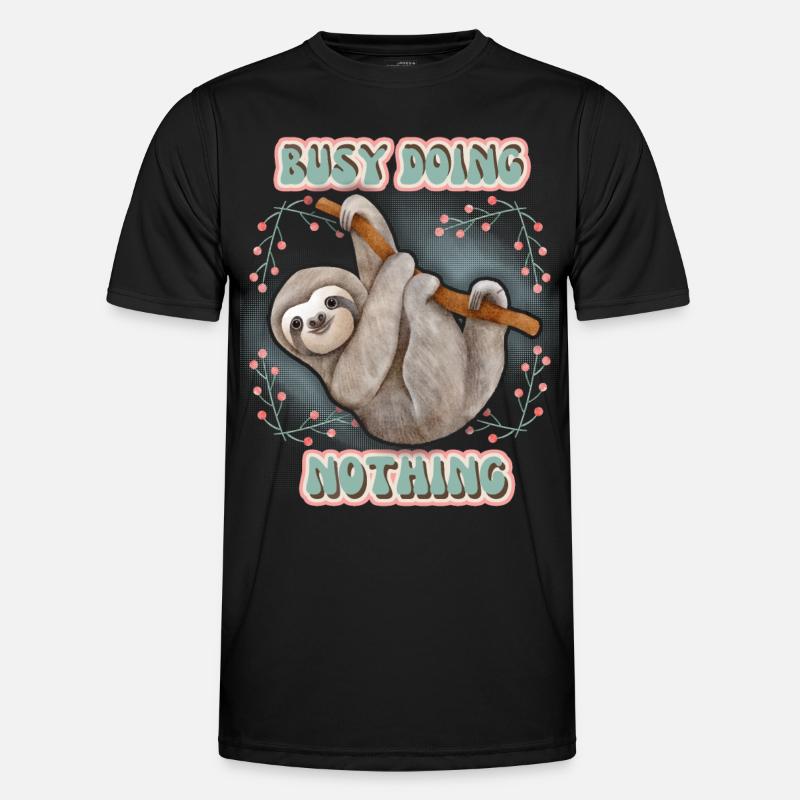 Faultier, Sloth, lustiger Spruch Doing-Nothing - Männer Funktions-T-Shirt - Schwarz