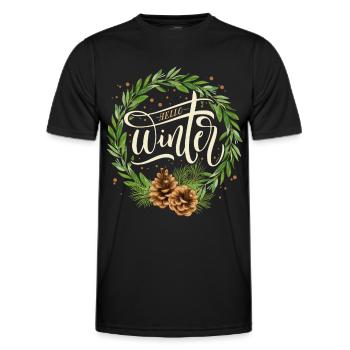 Winter-Typografie Winter-Magic Winter-Tannenzapfen - Männer Funktions-T-Shirt - Schwarz - Vorne - AI Model Male 178 dark (178cm)