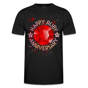 Mariage rubis, anniversaire de mariage 40 ans - T-shirt sport Homme - noir - Devant - AI Model Male 178 dark (178cm)