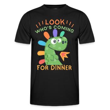 Lustiger Dinosaurier Einladung zum Abendessen - Männer Funktions-T-Shirt - Schwarz - Vorne - AI Model Male 178 dark (178cm)