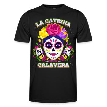 La-Catrina, Catrina-Calavera, Dia-de-los-Muertos - Männer Funktions-T-Shirt - Schwarz - Vorne - AI Model Male 178 dark (178cm)